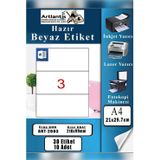 A4 Hazır Etiket 210x99 mm 10 Sayfa 1 Paket Kendinden Yapışkanlı Fotokopi Lazer İnkjet Kağıdı Yazıcılar İçin Uyumlu