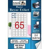 A4 Hazır Etiket 38.1x21.2 mm 10 Sayfa 1 Paket 65 li Kendinden Yapışkanlı Fotokopi Lazer İnkjet Kağıdı Yazıcılar İçin Uyu