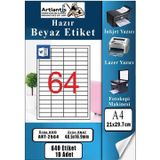 A4 Hazır Etiket 48.5x16.9 mm 10 Sayfa 1 Paket 64 lü Kendinden Yapışkanlı Fotokopi Lazer İnkjet Kağıdı Yazıcılar İçin Uyu