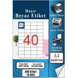 A4 Hazır Etiket 52.5x29.7 mm 10 Sayfa 1 Paket 40 lı Kendinden Yapışkanlı Fotokopi Lazer İnkjet Kağıdı Yazıcılar İçin Uyumlu