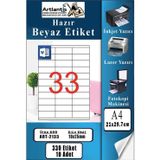 A4 Hazır Etiket 70X25 Mm 10 Sayfa 1 Paket 33 Lü Kendinden Yapışkanlı Fotokopi Lazer İnkjet Kağıdı Yazıcılar İçin Uyumlu