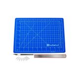 A4 Hobi Kesim Matı Seti Çift Taraflı Cutting Mat Set (MAVİ)