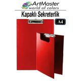 A4 Kırmızı Kapaklı Sekreterlik 1 Adet Renkli Klipsli Metal Mekanizmalı 80 Yaprak Kapasiteli Ofis Büro