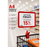 A4 Mandallı Fiyatlık | Etiketlik Sepet Raf Askılık Fiyat Etiketi Çerçeveli Market Mağaza Kırmızı