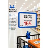 A4 Mandallı Fiyatlık | Etiketlik Sepet Raf Askılık Fiyat Etiketi Çerçeveli Market Mağaza Mavi