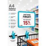 A4 Mandallı Fiyatlık | Etiketlik Sepet Raf Askılık Fiyat Etiketi Çerçeveli Market Mağaza Turkuaz