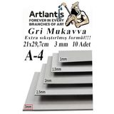 A4 Mukavva Gri 3 Mm 10 Adet 1 Paket 21X29.7 Cm A-4 Mukavva 3 Mm Kalinliginda A-4 Mukavva