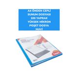 A4 ÖNDEN CEPLİ SUNUM DOSYASI 100 YAPRAK YÜKSEK MİKRON POŞET DOSYA NOKİ