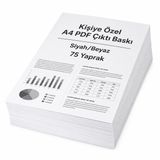 A4 PDF Çıktı Baskısı – Siyah Beyaz – 150 Sayfa / 75 Yaprak – Çift Taraflı – 80 gr 1. Hamur Kağıt
