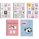 A4 Plastik P.p Kapak 120 Yaprak Kareli Desenli Telli Defter Seti - 5 li Set