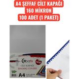 A4 ŞEFFAF CİLT KAPAĞI 160 MİKRON 100 ADET (1 PAKET)