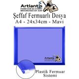 A4 Şeffaf Fermuarlı Dosya Mavi 1 Adet Pvc Fermuarlı Evrak Dosyası 24X34CM Çıtçıtlı Belge Evrak Dosyası Ofis Büro Okul - Standart - 24x34 cm
