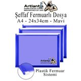 A4 Şeffaf Fermuarlı Dosya Mavi 3 Adet Pvc Fermuarlı Evrak Dosyası 24X34cm Çıtçıtlı Belge Evrak Dosyası Ofis Büro Okul