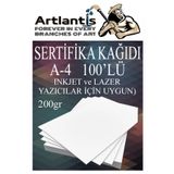 A4 Sertifika Kagidi Kalin 100 Adet Gramajli Fotokopi Kagidi 200 Gr Tum Yazicilara Uyumlu 21X29.7 Cm Kalin Baski Kagidi