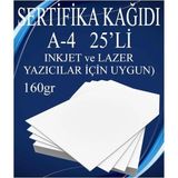 A4 Sertifika Kağıdı Kalın 25 Adet Gramajlı Fotokopi Kağıdı 160 gr Tüm Yazıcılara Uyumlu 2 - Çok Renkli