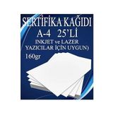 A4 Sertifika Kagidi Kalin 25 Adet Gramajli Fotokopi Kagidi 160 Gr Tum Yazicilara Uyumlu 21X29.7 Cm Kalin Baski Kagidi
