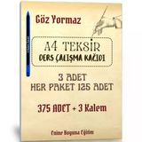 A4 Teksir Kağıdı Ders Çalışmak İçin (3 Paket + 3 Kalem)