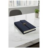 A5 2026 Kilitli Ajanda 168 Yaprak Suni Deri Kapaklı Günlük Ajanda Ayraçlı Planlayıcı Ajanda 15X21cm Lacivert
