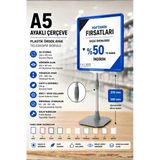 A5 Ayaklı Çerçeve Seti Plastik Ördek Ayak Teleskopik Borulu Fiyat Etiketliği Yönlendirme Levhası Menü Panosu Mavi