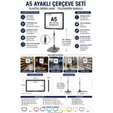 A5 Ayaklı Çerçeve Seti Plastik Ördek Ayak Teleskopik Borulu Fiyat Etiketliği Yönlendirme Levhası Menü Panosu Siyah