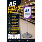 A5 Ayaklı Menü Ve Fiyat Bilgi Standı Yuvarlak Tabanlı Teleskopik Çerçeve Etiketlik Mor