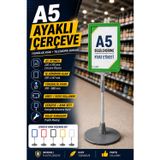 A5 Ayaklı Menü Ve Fiyat Bilgi Standı Yuvarlak Tabanlı Teleskopik Çerçeve Etiketlik Yeşil