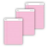 A5 Boyut, 3 adet Pembe Renkli Legal Pad, Notluk, Notepad, Defter, Herbiri 50 Yaprak, Geniş Satır aralığı, okul, iş ve ofis için, Türk Malı