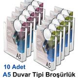 A5 Duvar Tipi Broşürlük - 10 Adet - | Şeffaf Akrilik | - | Kolay Montaj |