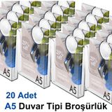 A5 Duvar Tipi Broşürlük - 20 Adet - | Şeffaf Akrilik | - | Kolay Montaj |