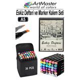 A5 Eskiz Defteri 50 Yaprak 100 Gr 1 Adet 36 Renk Marker Kalem Çift Taraflı Touch Çift Uçlu Eskiz Defteri Boya Seti