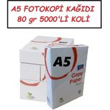 A5 Fotokopi Kağıdı 80GR 5000 Adet (Dikkat A4'ün Yarısıdır) - A/5