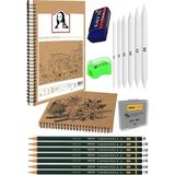 A5 Kraft Eskiz Defteri Spiralli 50 Yaprak Karakalem Çizim Seti Sketch Pad Gölgelendirme Dereceli K - Standart