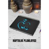 A5 Kuğu Aşk Tasarım Siyah Ahşap Plan Defteri - Tarihsiz Ajanda - Haftalık Planlayıcı