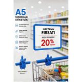 A5 Mandallı Etiketlik | Fiyatlık Sepet Raf Askılık Fiyat Etiketi Çerçeveli Market Mağaza Mavi