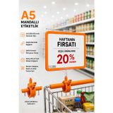 A5 Mandallı Etiketlik | Fiyatlık Sepet Raf Askılık Fiyat Etiketi Çerçeveli Market Mağaza Turuncu