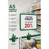 A5 Mandallı Etiketlik | Fiyatlık Sepet Raf Askılık Fiyat Etiketi Çerçeveli Market Mağaza Yeşil