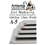 A5 Mukavva Gri 1.5 Mm 50 Adet 1 Paket 14,8X21 Cm A-5 Mukavva 1,5 Mm Kalinliginda A-5 Mukavva