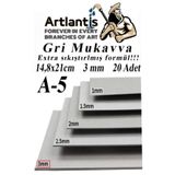 A5 Mukavva Gri 3 Mm 20 Adet 1 Paket 14,8X21 Cm A-5 Mukavva 3 Mm Kalinliginda A-5 Mukavva