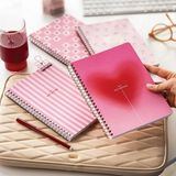 A5 Spiralli Karton Kapak 4'lü Set Kareli Okul Defteri 80 Yaprak - Ders Programlı Pembe Kurdele Kal - Standart