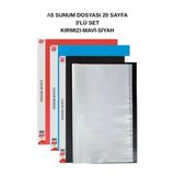 A5 Sunum Dosyası 20 Yaprak 3'Lü Siyah-Kırmızı-Mavi