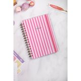 A5 Süresiz Haftalık Planlayıcı Spiralli Kuşe Kapak - Pembe Çizgili