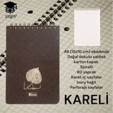 A6 10x15 Cm Kareli 80 Yaprak Üstten Telli Defter Karton Kapak Krem Renk Kağıt 1. Hamur Not Defteri Kahve