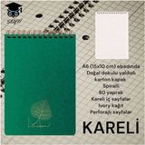 A6 (10X15 Cm) Kareli 80 Yaprak Üstten Telli Defter Karton Kapak Krem Renk Kağıt 1. Hamur Not Defteri
