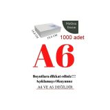 A6 Beyaz Fotokopi Kağıdı 1000 Adet 10,5 x 14,8 cm