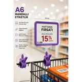 A6 Fiyatlık Mandallı Etiketlik | Sepet Raf Askılık Fiyat Etiketi Çerçeveli Market Mağaza Mor