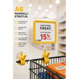 A6 Fiyatlık Mandallı Etiketlik | Sepet Raf Askılık Fiyat Etiketi Çerçeveli Market Mağaza Sarı