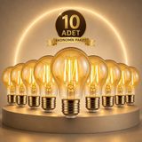 A6 LED Filament Ampul 6W 2700K Amber Cam – Sarı Işık – 600 Lümen Onlu - 10Adet