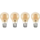 A60 Rustik Bal Cam LED Filament Ampul E27 6W 2400K Dekoratif Ampul 4'lü Paket - Altın