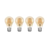 A60 Rustik Bal Cam LED Filament Ampul E27 6W 2400K Dekoratif Ampul 4'lü Paket