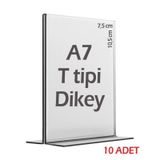 A7 T-Tipi Dikey Şeffaf Pleksi Mika Föylük Menü Broşürlük Etiketli